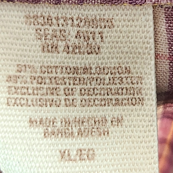 Route 66 Multi Plaid Pink Lace Shoulders Long Sleeve Button Down Top Sz XLarge - Picture 9 of 10